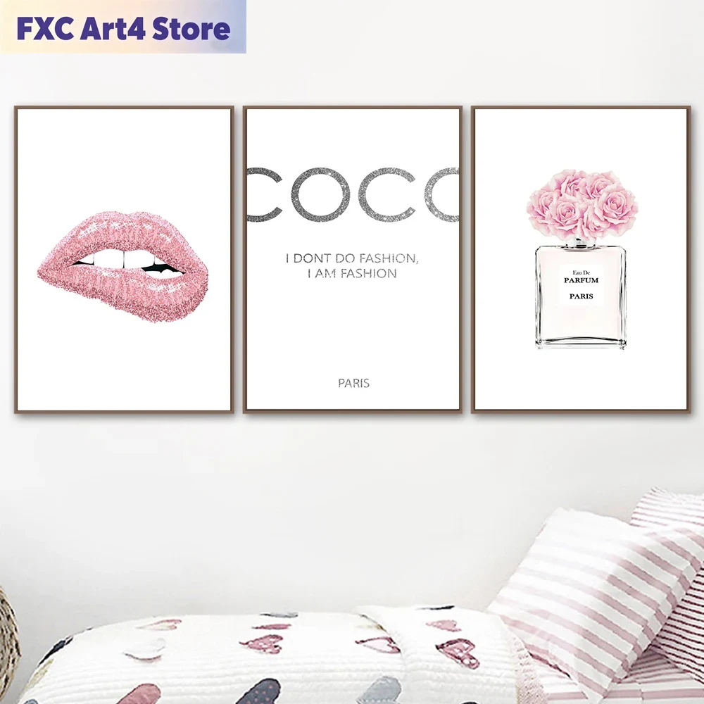 Perfume Quotes - Frameless Fashion Flower Perfume Pink Lips